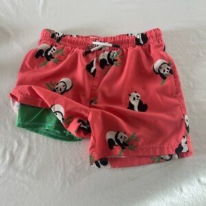 MAAMGIC Boys Red Panda Print Swim Trunks green bikershort liner Size 7 SWIMMING